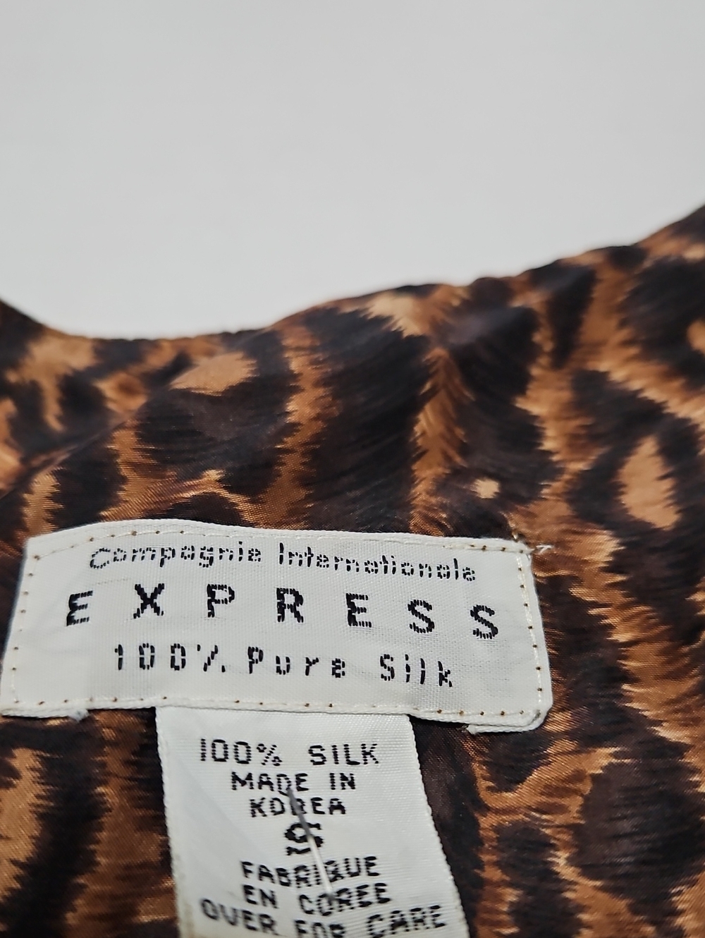 Express Leopard Print 100% Silk Tank Top - Brown Black Size S - Picture 3 of 7